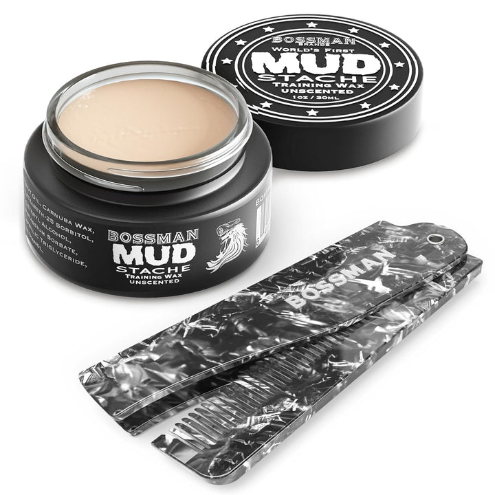 Mudstache Unscented Mustache Wax for Men (1 Oz) – Strong 24-Hour Hold, Non-Tacky & Easy to Apply for Taming & Styling