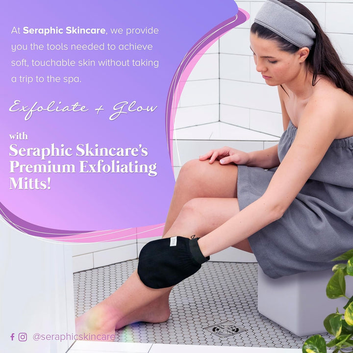 (Original) Premium Exfoliating Mitt for Body (1Pc) – 100% Vegan Viscose Traditional Body Scrub Glove Kessa Korean Washcloth – Body Exfoliator for Self-Tan Removal & Keratosis Pilaris