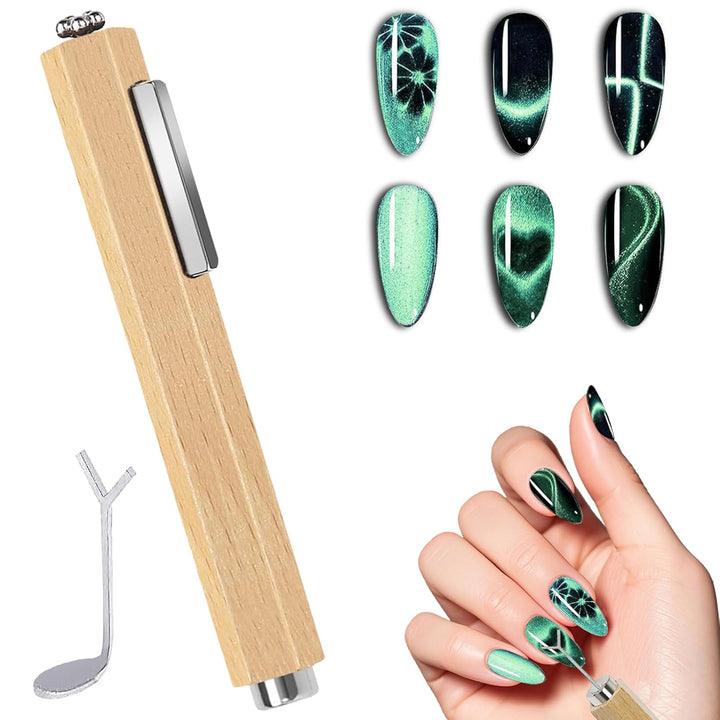 3 in 1 Nail Magnet with Heart Shaped Cat-Eye Tool, Multifunctional Cat Eye Gel Nail Polish Magnet Pen, 3D Magnetic Nail Polish Stick for Home DIY, Salon, Studio, Nail Art Design Tools