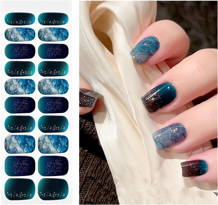 Semi Cured Gel Nail Strips | Gel Nail Stickers with UV Light Required | Salon Quality, Easy Application and Removal（Pink Ombre）