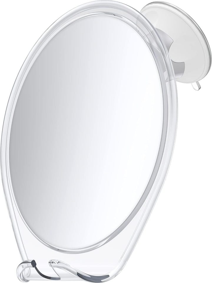 Fogless Shower Mirror with Suction Mount & Swivel – Anti-Fog Acrylic Bathroom Mirror for Shaving – Built-In Razor Holder, Easy Install, Home Shower Accessory (White)