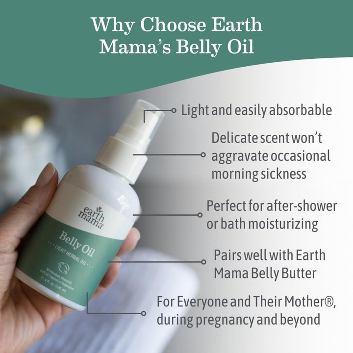 Belly Oil for Dry Skin | Calendula Skin Care Moisturizer Oil to Encourage Natural Elasticity and Help Prevent Stretch Marks during Pregnancy and Postpartum, 4-Fluid Ounce