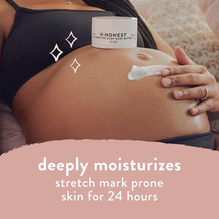 Honest Mama Rock the Bump Body Butter | Moisturizing Stretch Mark Cream | Shea Butter, Avocado Oil, Vitamin E | Hypoallergenic + Dermatologist Tested | 4 Oz