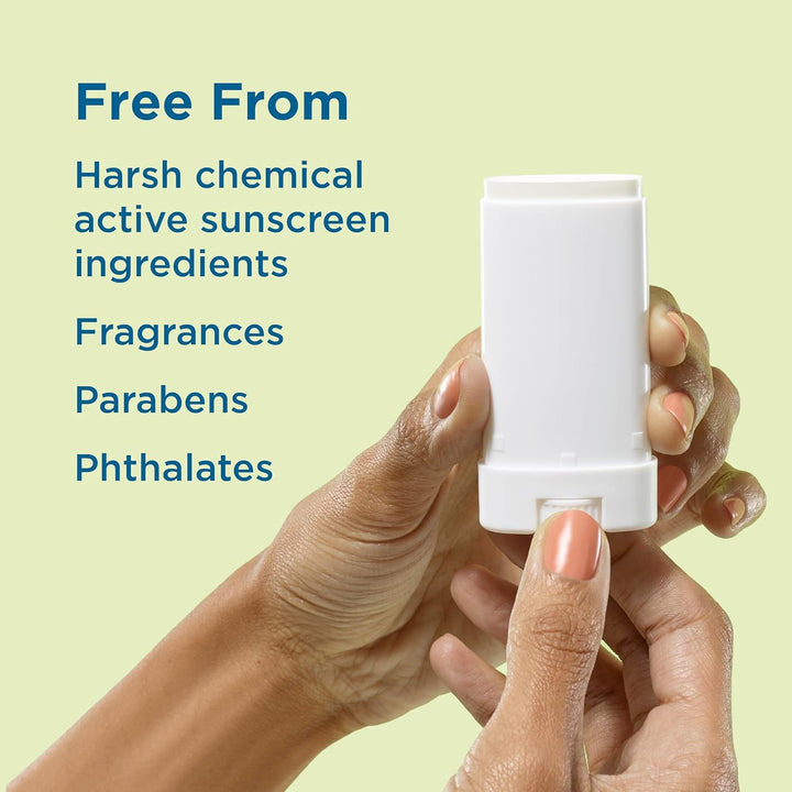 Mineral Sunscreen Stick with Zinc Oxide SPF 50+ Water Resistant UVA/UVB Protection Easy to Apply Fragrance Free, Kids, Unscented, 0.5 Oz