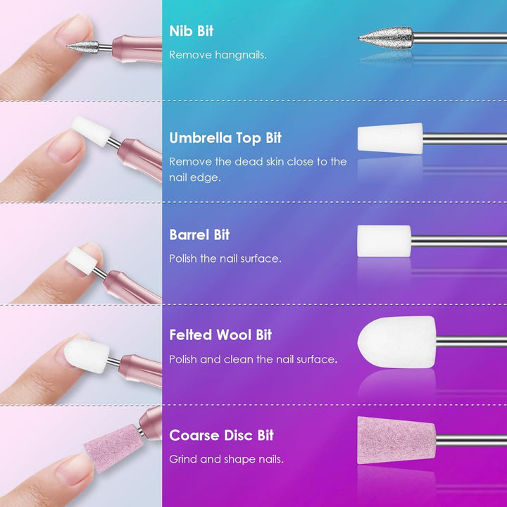 26Pcs Nail Drill Bits Set, 3/32Inch Professional Ceramic Safety Bits for Nail Drill, Cuticle Efile Nail Drill Bits, Remover Bits for Acrylic Gel Nail Tech Manicure Pedicure, Home Salon