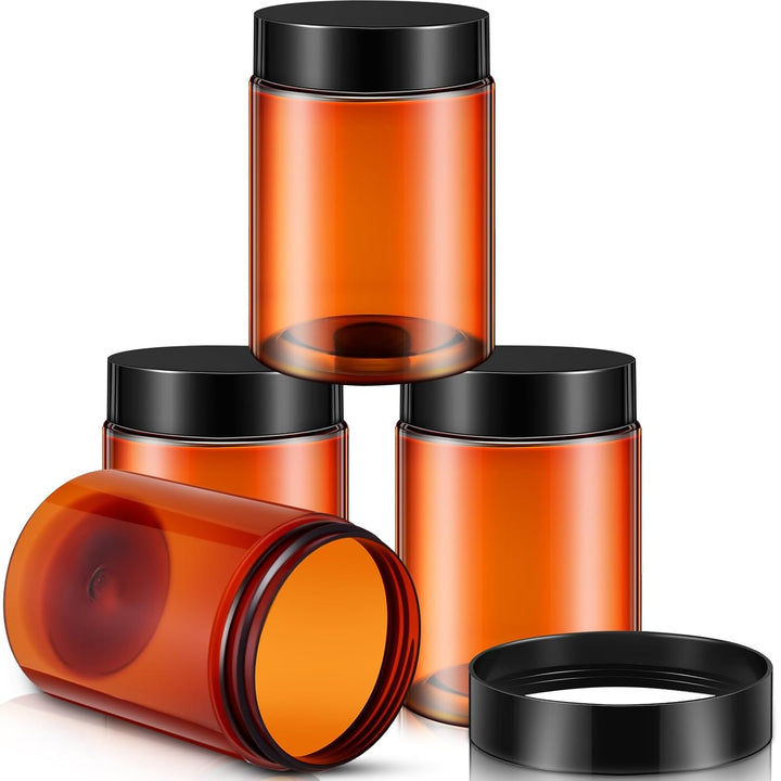 4 Pieces round Wide-Mouth Leak Proof Plastic Container Jars with Lids for Travel Storage Makeup Beauty Products Face Creams Oils Salves Ointments DIY Making(1 Ounce,White)