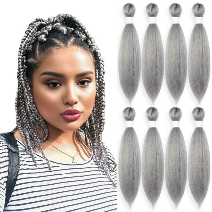 Purple Braiding Hair 20 Inch Pre Stretched Hair Long Straight Crochet Braids Yaki Texture Synthetic Fiber 4 Packs (Dark Purple)