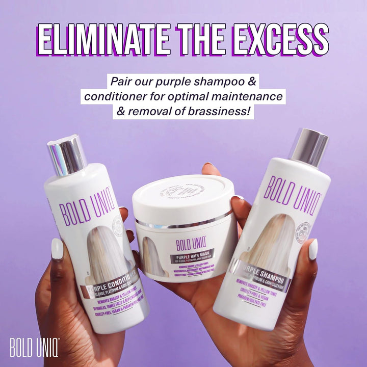 Purple Hair Mask - Toner for Blonde, Platinum, Bleached, Silver, Gray, Ash & Brassy Hair - Remove Yellow Tones & Condition Dry, Damaged Hair - Cruelty Free & Vegan - 6.76Oz