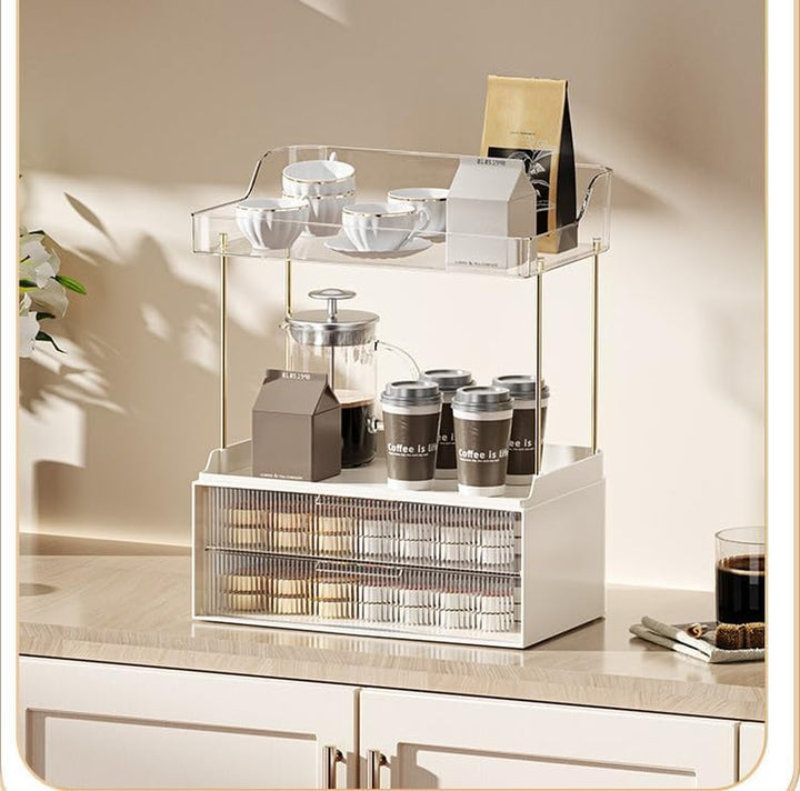 5 Tiers Bathroom Counter Organizer - 3 Drawers Makeup Organizer, Cosmetic Storage Drawer for Dresser Countertop and Bathroom Vanity for Large Skincare, Perfume, Clear