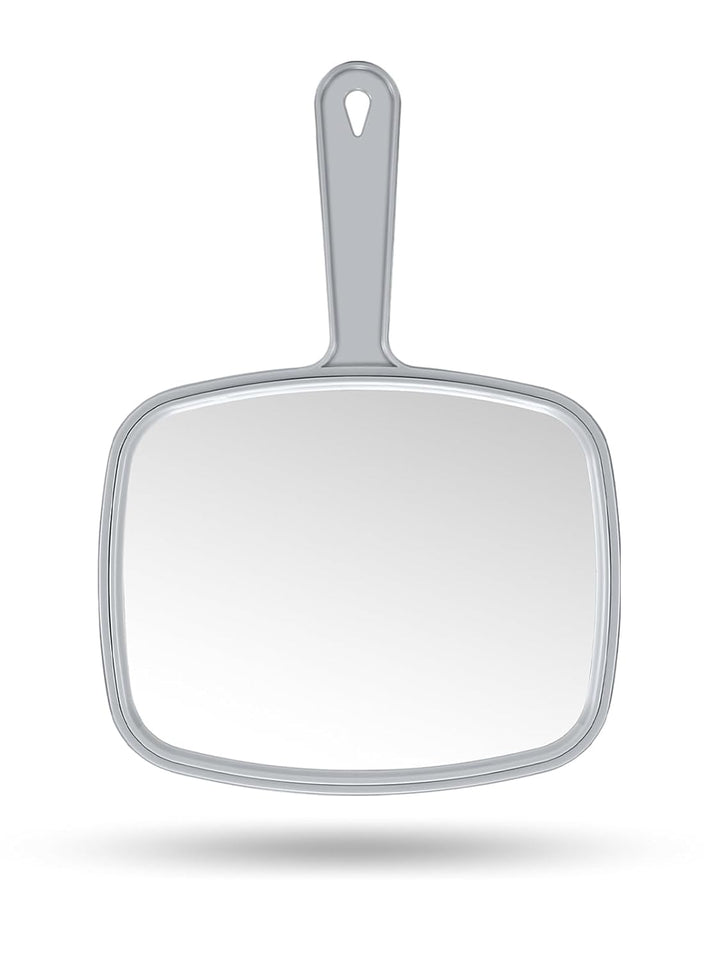 Hand Mirror Salon Barber Hairdressing Handheld Mirror with Handle (Square Pink 7.4 X 10.3 Inches)