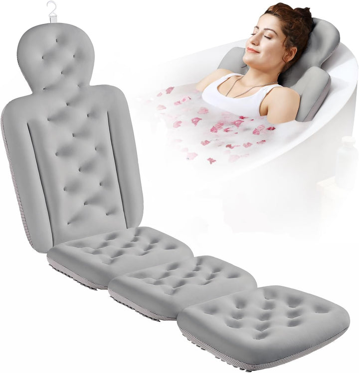 Full Body Bath Pillow for Bathtub, Thick Bathtub Cushion with Laundry Bag, Luxury Tub Pillow for Bath for Headrest Neck and Back Support White 51" X 16"