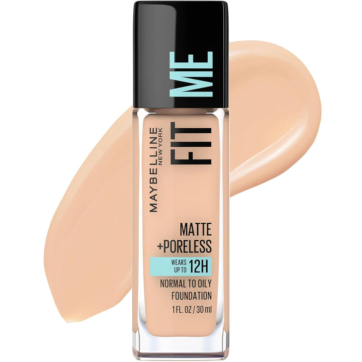 Fit Me Matte + Poreless Liquid Oil-Free Foundation Makeup, Classic Ivory, 1 Count (Packaging May Vary)