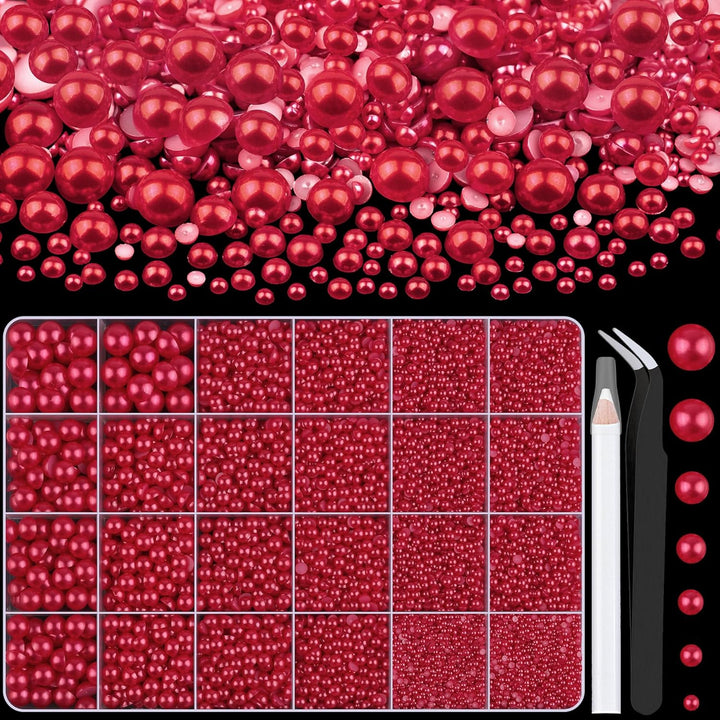 16500Pcs Flatback Pearls for Crafting (White), Assorted Size 2/3/4/5/6/8/10Mm Half Pearl with 3Pcs 10Ml B7000 Jewelry Glue, Bedazzling Kit for DIY Crafts Clothing Tumbler Shoes Embellishment Nail Art