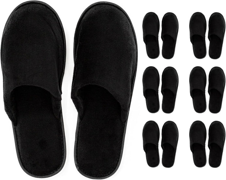 Spa Slippers 6-12 Pairs, Unisex Disposable Slippers Closed Toe Washable, Reusable, Bridal, Indoor, House, Bathroom, Bedroom, Hotel, for Guest