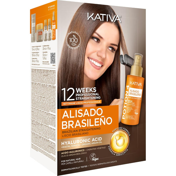Brazilian Keratin Straightening Treatment with Hyaluronic Acid and Premium Serum – 12 Weeks Formaldehyde-Free Smoothing Treatment. All Hair Types.