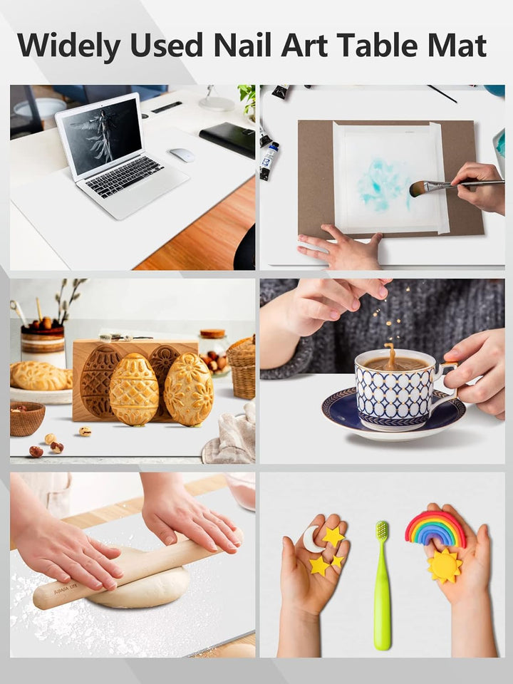 (MAT ONLY) Nail Art Table Mat, Nail Arm Rest Pad for Acrylic Nails, Soft Microfiber PU Leather Nail Mat for Table, Foldable Nail Hand Rest Pillow Manicure Pad, Acrylic Nail Desk Mat for Nail Cushion