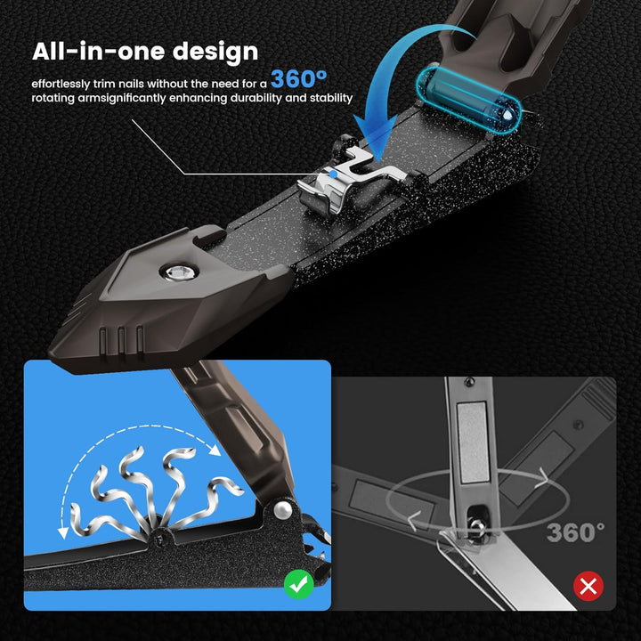 Nail Clippers for Men with Catcher – No Splash, Self-Collecting Premium Steel Clippers for Fingernails & Toenails, Ideal Gifts for Men& Grooming Gifts, Great Gadget & Stocking Stuffer Gift