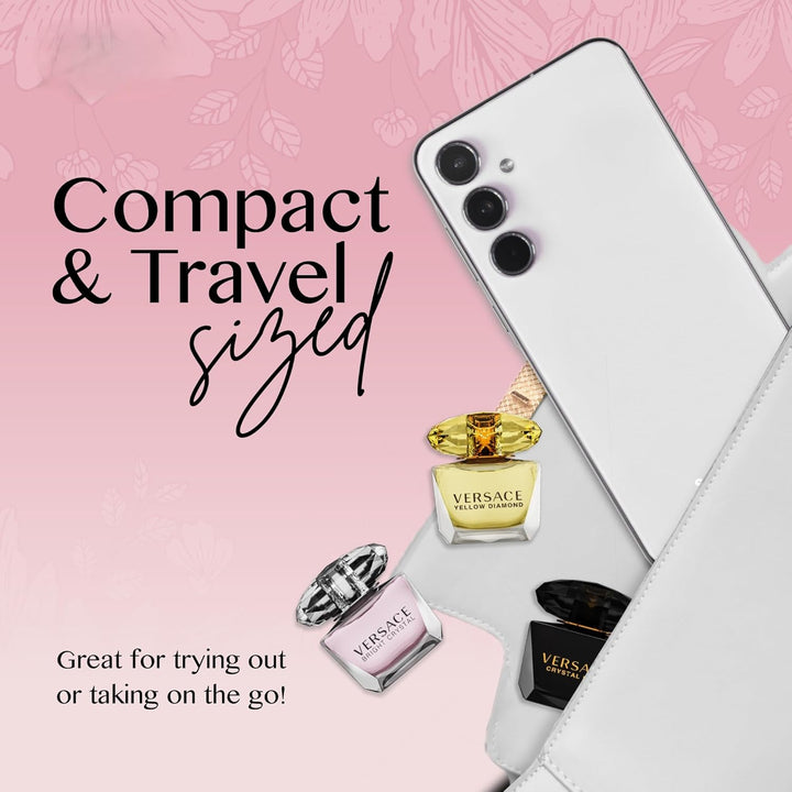 Perfume for Women Set of 4 Mini, Bright Crystal, Yellow Diamond, Crystal Noir, Bright Crystal Absolu, Perfume for Women Fragrance Sampler Set Designer Womens Samples (4 Count, 0.17 Oz)