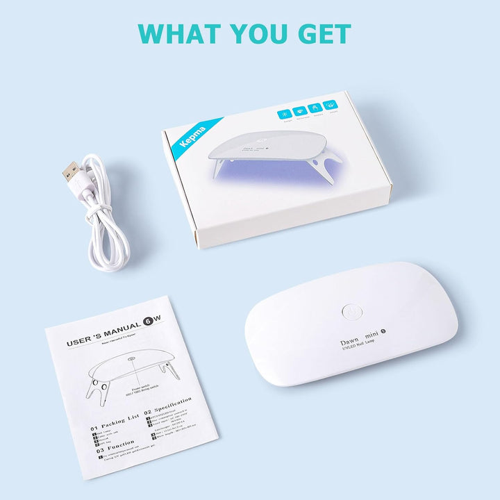 UV LED Nail Dryer Mini Lamp Portable Curing Light for Gel Nail Polish,6W(White)