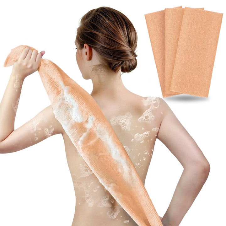 Exfoliating Washcloth Body Scrubber Back Scrubber for Shower Japanese Beauty Washcloth Bath Wash Cloth Korean Exfoliation Luffah Towel Net Sponge Loofah Body Scrub 3 Pack