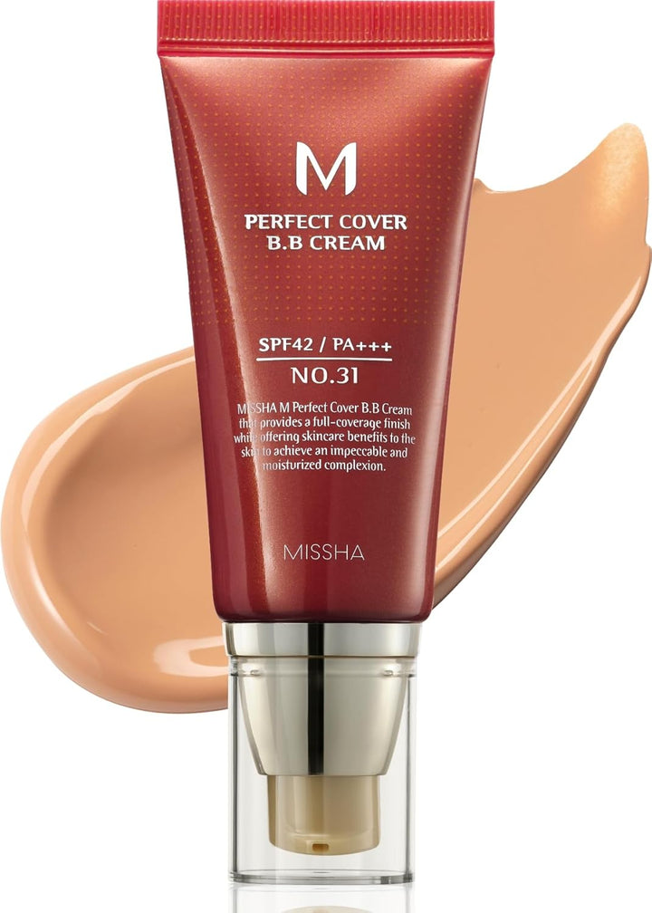 M Perfect Cover BB Cream No.23 Natural Beige -Light/Medium with Cool/Neutral Undertone SPF 42 PA +++ 1.69 Fl Oz - Tinted Moisturizer for Face with SPF