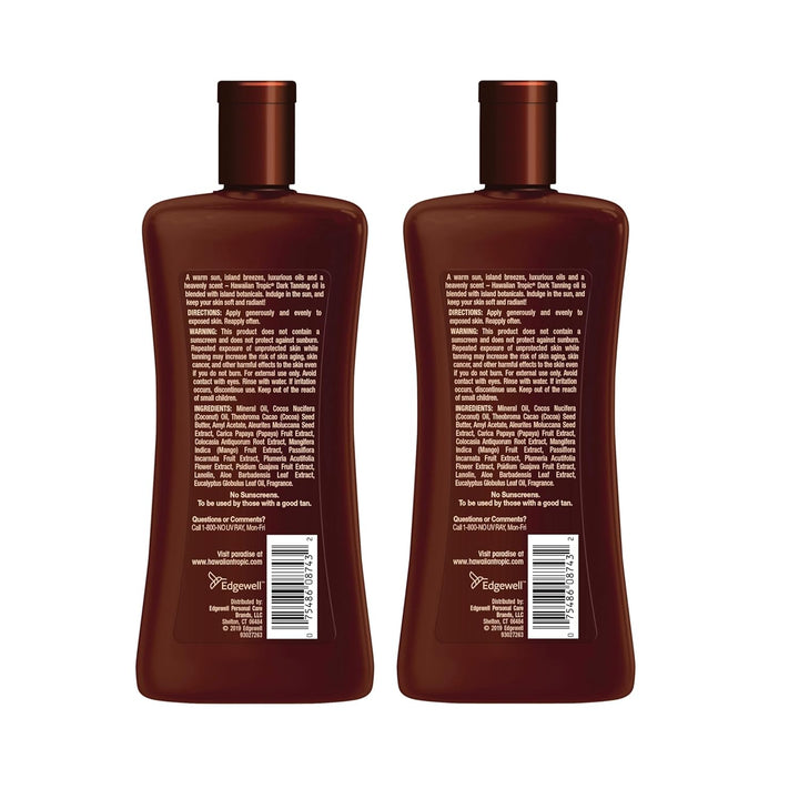 Dark Tanning Oil, 8Oz | Moisturizing Body Oil with Cocoa Butter, Tan Enhancer, 8Oz Each Twin Pack