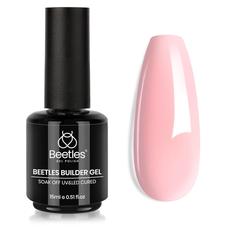 Beetles Builder Gel for Nails-Cover Nude Translucent 7 in 1 Nail Thickening Strengthening Building Apex for Beginner DIY Salon at Home,Natural Nude Builder Nail Gel, UV & LED Lamp Cured Needed