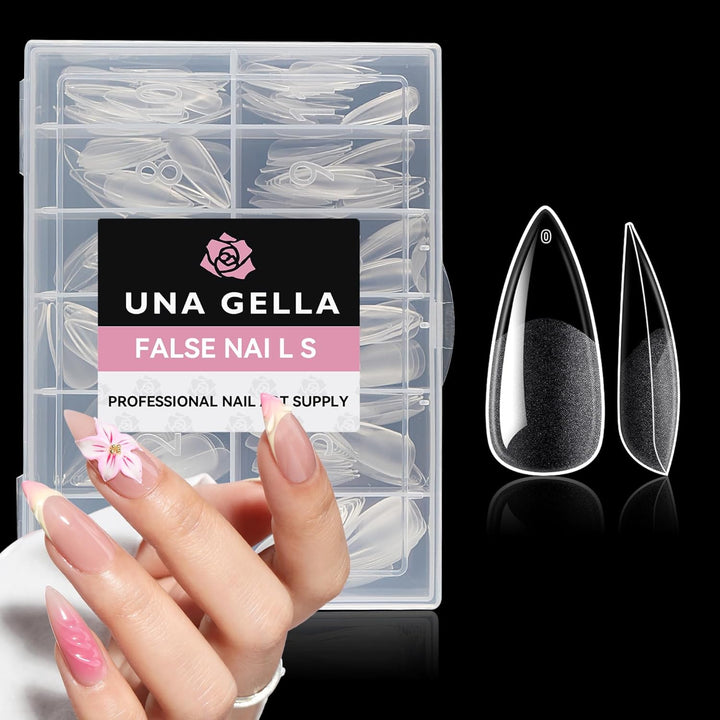Short Almond Fake Nails 216Pcs Pre-Shape Gel Acrylic Nail Tips for Full Cover Nail Extension Home DIY Nail Salon 12 Sizes Gelly Tips