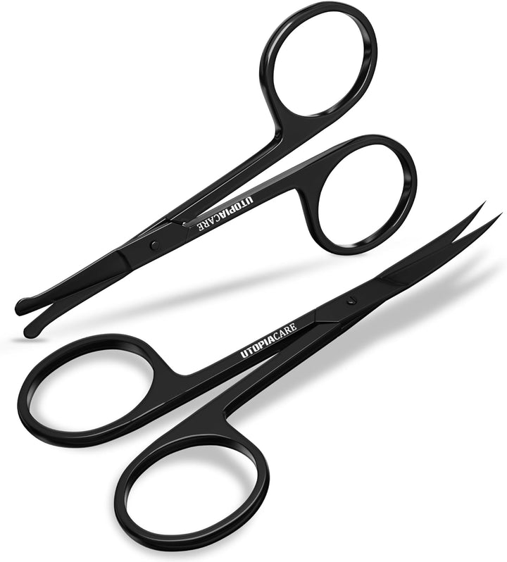 Eyebrow Scissors, Professional Stainless Steel Small Shears for Men and Women, Nose Hair Scissors for Grooming Mustache, Beard, Eyelashes, Ear Hair Trimming, Silver