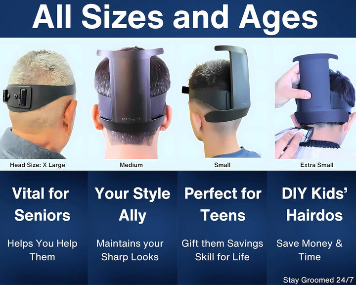 Self Haircut Kit for Men | 2Pcs Selfcut Guide for Men: Neckline Shaving Template & Fade Guide | Adjustable Size Hair Fade Tool & Stable Neck Line up Tool | Hair Cut for Kids & Seniors