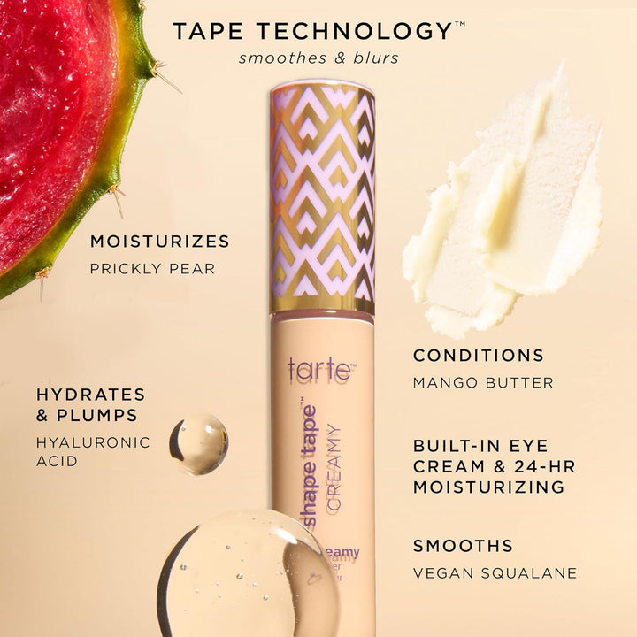 Tarte Shape Tape Creamy Concealer – Full-Coverage, Hydrating, Natural Matte Finish Formula for under Eye, Dark Circles, Fine Lines, Redness, Dermatologist-Tested, Vegan, Cruelty-Free