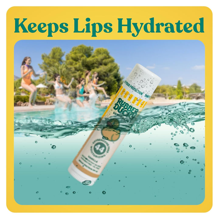 | Lip Balm with SPF 44, Water Resistant Sunscreen Lip Balm | Vegan, Untinted, Vanilla Flavor, with Vitamin E | All Season - Broad Spectrum Sunscreen for Lips