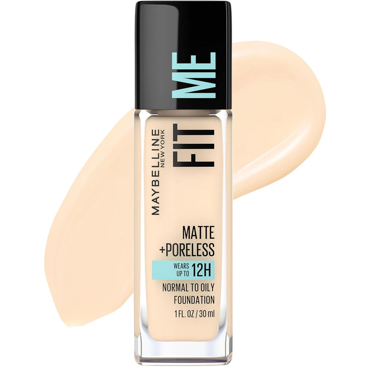Fit Me Matte + Poreless Liquid Oil-Free Foundation Makeup, Classic Ivory, 1 Count (Packaging May Vary)