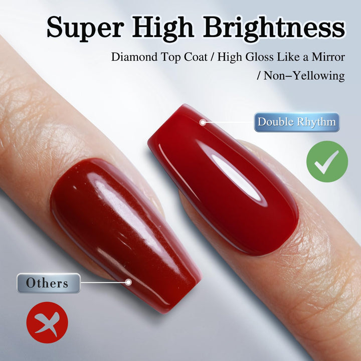 2 Pcs 15ML No Wipe Gel Top Coat and Base Coat Set Clear Glossy Gel Polish Kit Soak off LED (Base and Top Coat)