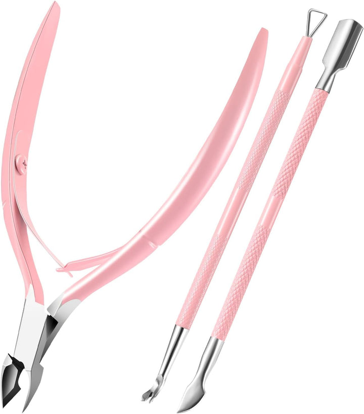 Cuticle Trimmer Cuticle Remover with Cuticle Pusher,  Professional Stainless Steel Durable Pedicure Manicure Tools Cutter Nipper Scissor Clipper for Fingernails and Toenails Dead Skin