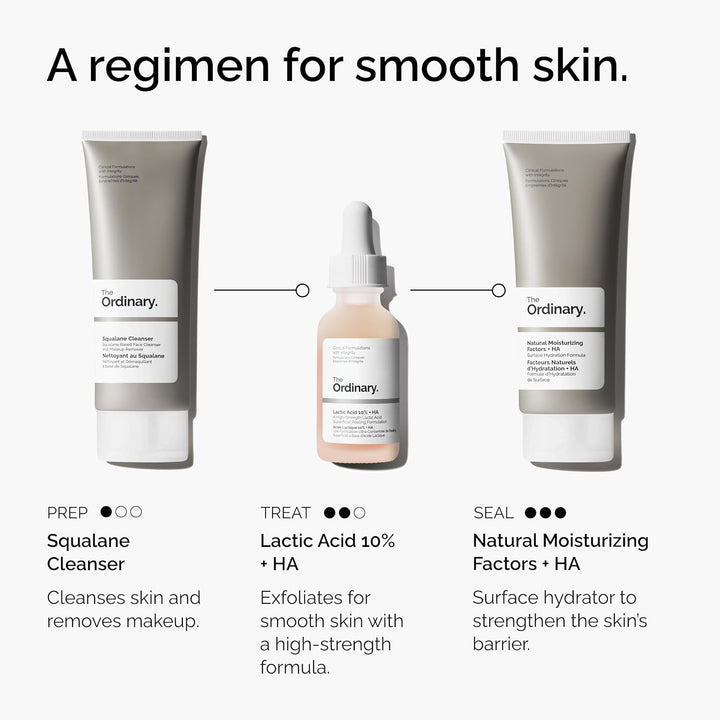 The Ordinary Lactic Acid 10% + Hyaluronic Acid 2%, High-Strength Exfoliating Serum for Smoother, Brighter Skin, 1 Fl Oz