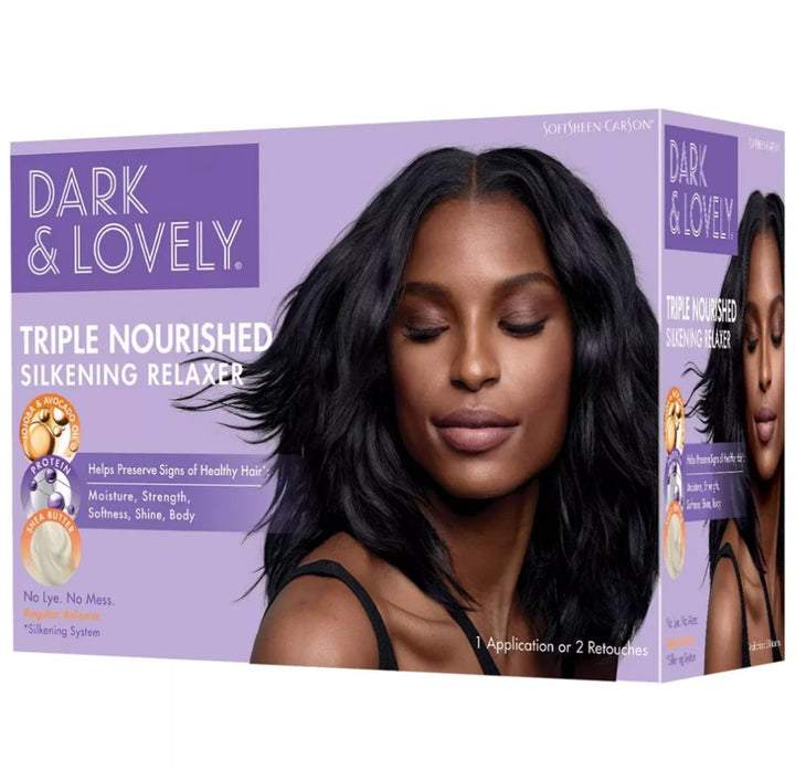 -Carson Dark and Lovely Triple Nourished Silkening Relaxer No-Lye Regular Strength with Shea Butter, Jojoba and Avocado Oils, Regular