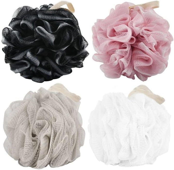 Bath Sponges Loofahs 70 Grams Large Size,4 Pack Shower Sponge Exfoliating Cleaning Bath Loofa Body Scrubber Balls for Women Men Children Washing