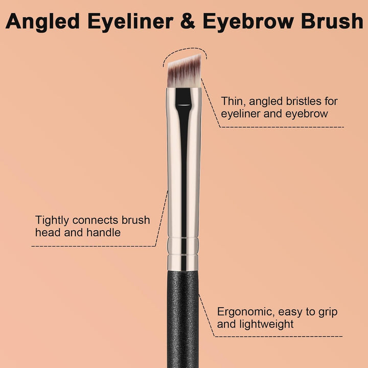 Flat Angled Eyeliner Brush, Soft Thin Slanted Synthetic Bristles Precision Eyebrow Brush for Brow Powder Gel Eye Liner