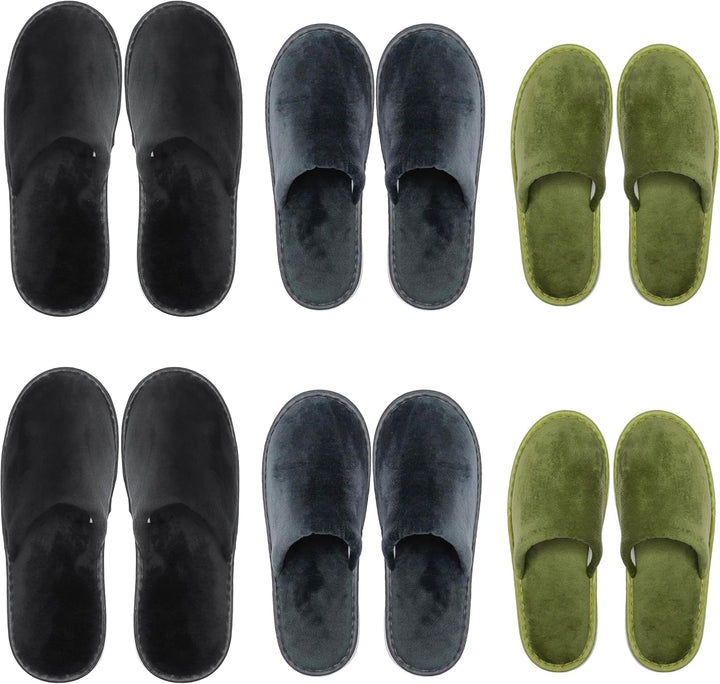 6-10 Pairs Spa Slippers, Non Slip Disposable Slippers for Guest, Washable Reusable, Which Can Be Used as Women Men, House, Indoor, Bathroom, Bedroom, Hotel, Bride Slippers
