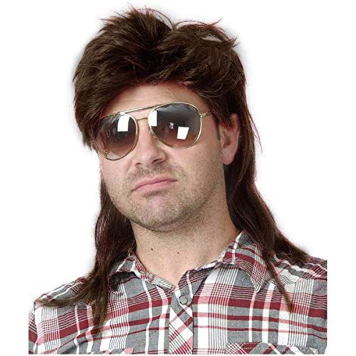 Mullet Wigs for Men 80S Costumes Fancy Party Accessory Cosplay Halloween Wig (Light Brown)