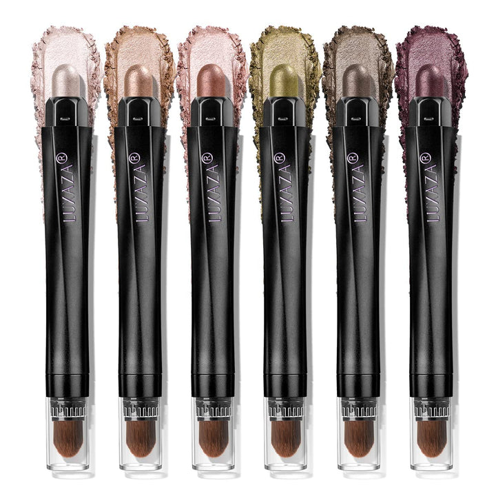 Neutral Eyeshadow Stick Makeup 6PCS Set, Brown Nude Metallic Shimmer Matte Cream Eye Shadow Palette Eyeliner Brightener Pencil Crayon, Halloween Makeup - BROWN CANYON