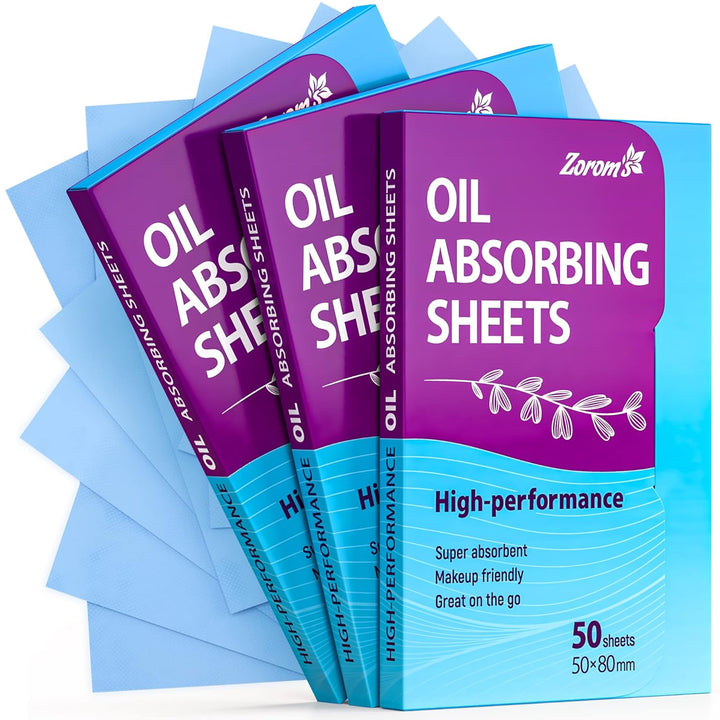 High-Performance Oil Absorbing Sheets for Face - 3 Pack (150 Sheets) - Makeup Friendly Blotting Papers for Oily Skin - Oil Blotting Sheets for Face