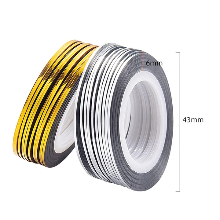 20 Pcs Glitter Gold Silver Nail Art Striping Tape Line Shiny Matte Nail Art Decoration Strips Self Adhesive Decals Strips DIY Nail 3D Tips Manicure Tools Nail Tape Rolls (1Mm)