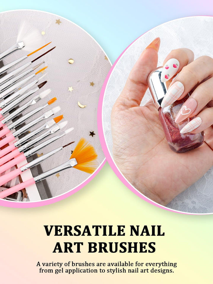 Nail Art Tools Set, Nail Stand for Press on Holder for Painting Nails, Nail Art Brushes, Liner Brushes, Nail Dotting Tool, Must Haves Design Tools for Nail Tech & Beginners Nail Art Supplies Kit