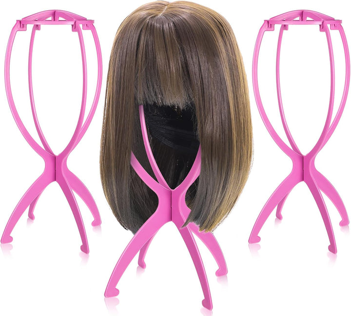 Wig Stand, Portable Wig Holder Wig Head Stand for All Wigs Travel Wig Hair Stylist Gifts for Women(Black (2 Pack))
