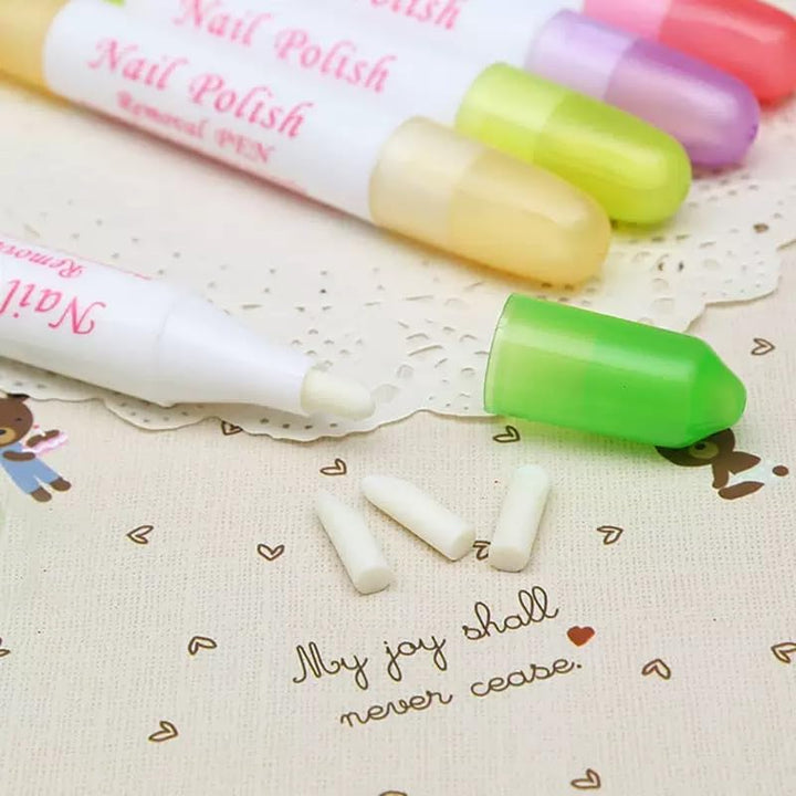 2Pcs Nail Erase Pen Removable Head Nails Polish Cleaning Plastic Manicure Corrector for Fingernail Home Salon Use (Green & Purple)