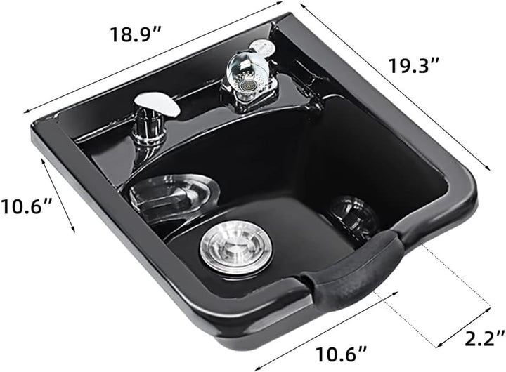 Shampoo Bowl for Salons, Black ABS Plastic Shampoo Sink for Home, Easy to Clean and Install Salon Shampoo Bowls for Hair Stylist