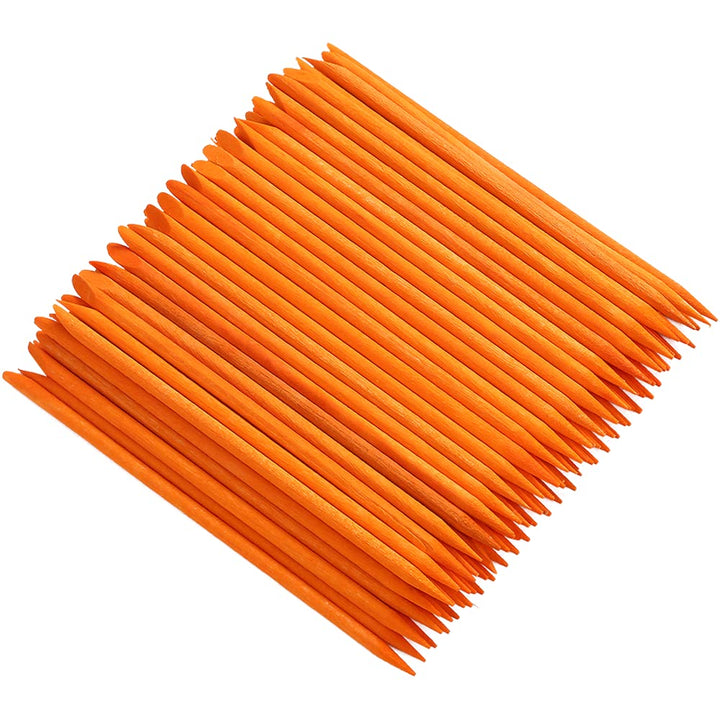 100 Pcs Orange Wood Nail Sticks Double Sided Multi Functional Cuticle Pusher Manicure Pedicure Tool for Manicure Pedicure