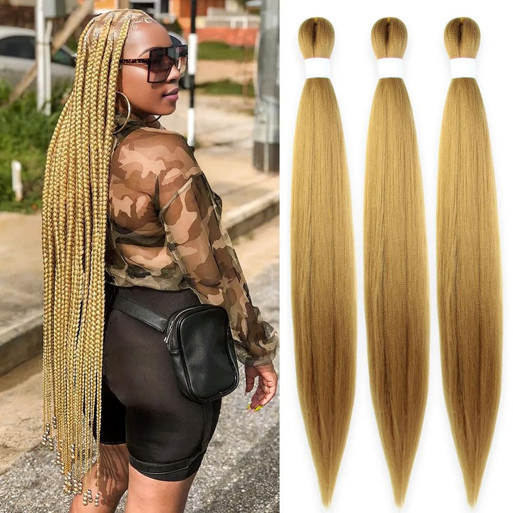 Purple Braiding Hair 20 Inch Pre Stretched Hair Long Straight Crochet Braids Yaki Texture Synthetic Fiber 4 Packs (Dark Purple)